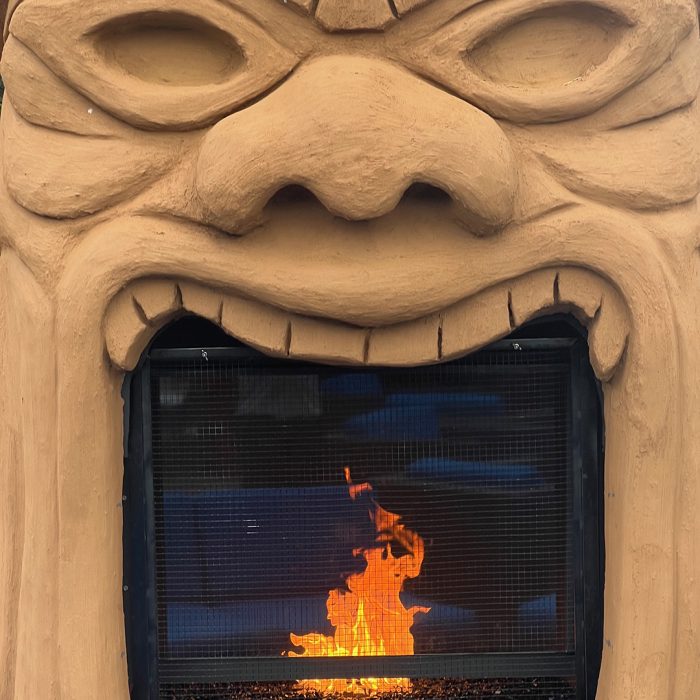 outdoor relaxation deck fire place